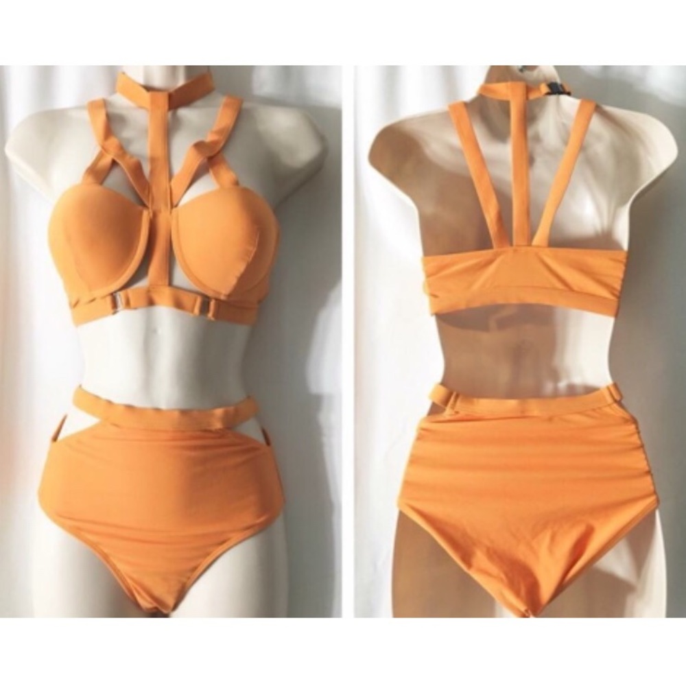 Orange High Waist Bikini Set